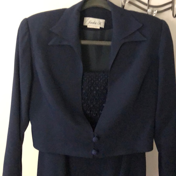 2 Piece Navy Gown w Matching Jacket - Picture 2 of 4